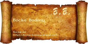 Bocke Bodony névjegykártya